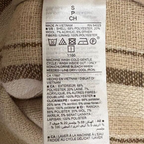 Old Navy Relaxed Soft Brushed Overcoat Cream‎ Tan Plaid Neutral Chic Size Small - Picture 7 of 7